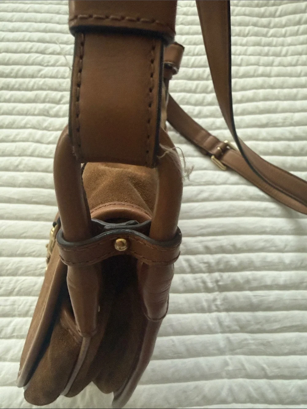 MICHAEL Michael Kors Brown Suede & Leather Crossbody Saddle Bag
